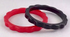 BB355 narrow red and black bakelite daisy bangles